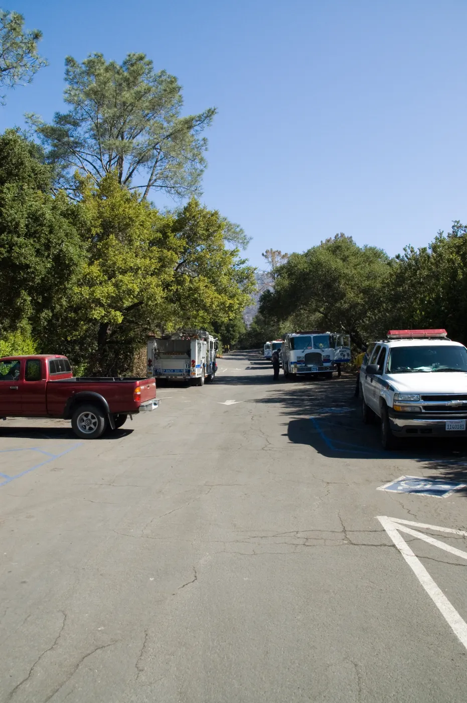 Fire Vehicles in the SBBG Parking Lot after the Jesusita Fire