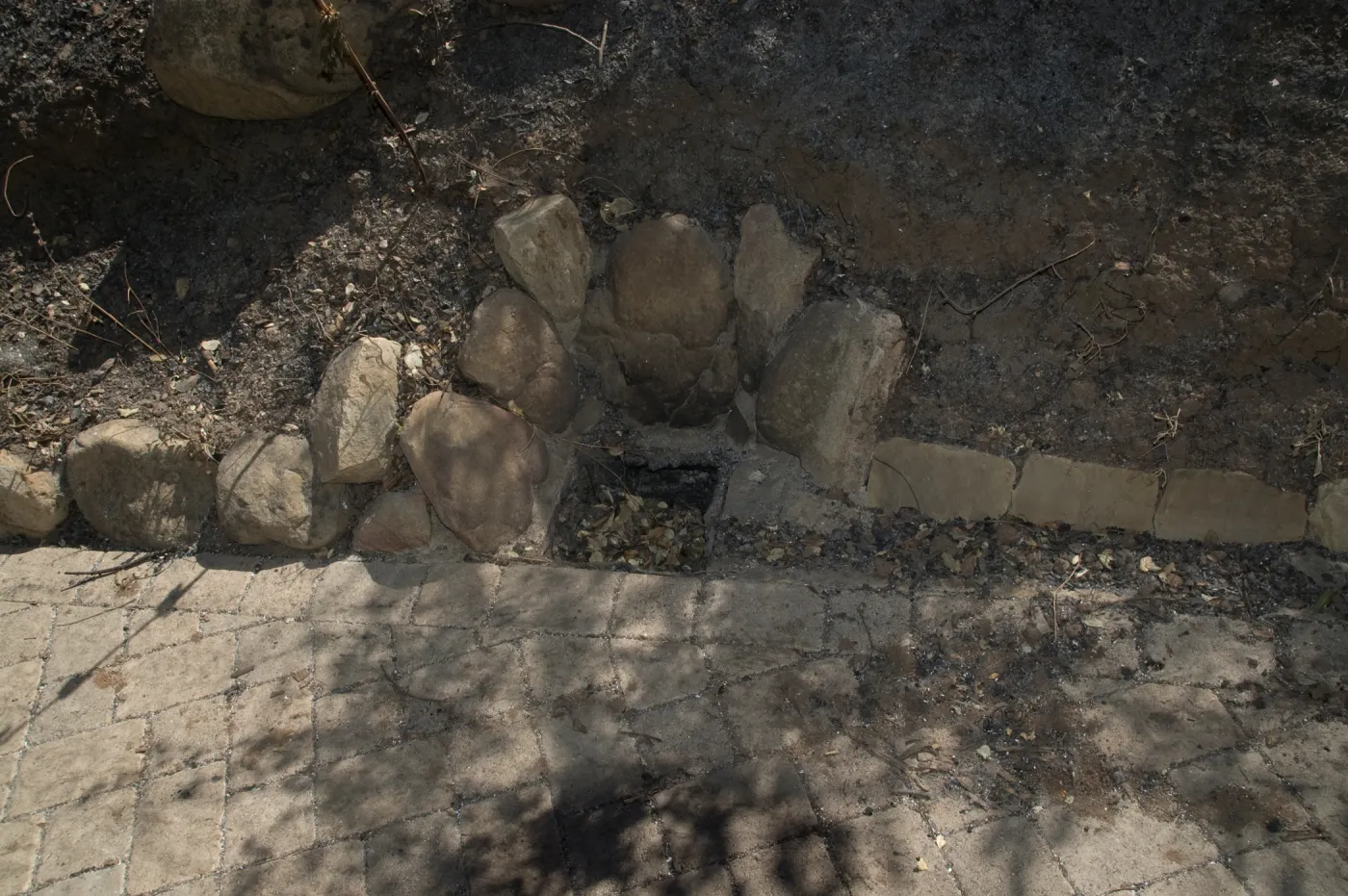 Santa Barbara Botanic Garden after the Jesusita Fire, burned plastic drain