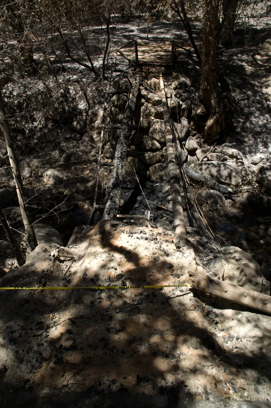 Remains of Campbell Bridge after the Jesusita Fire