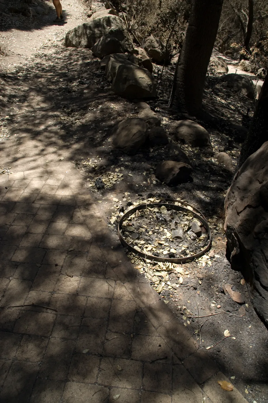 burned remains of trash can after the Jesusita Fire