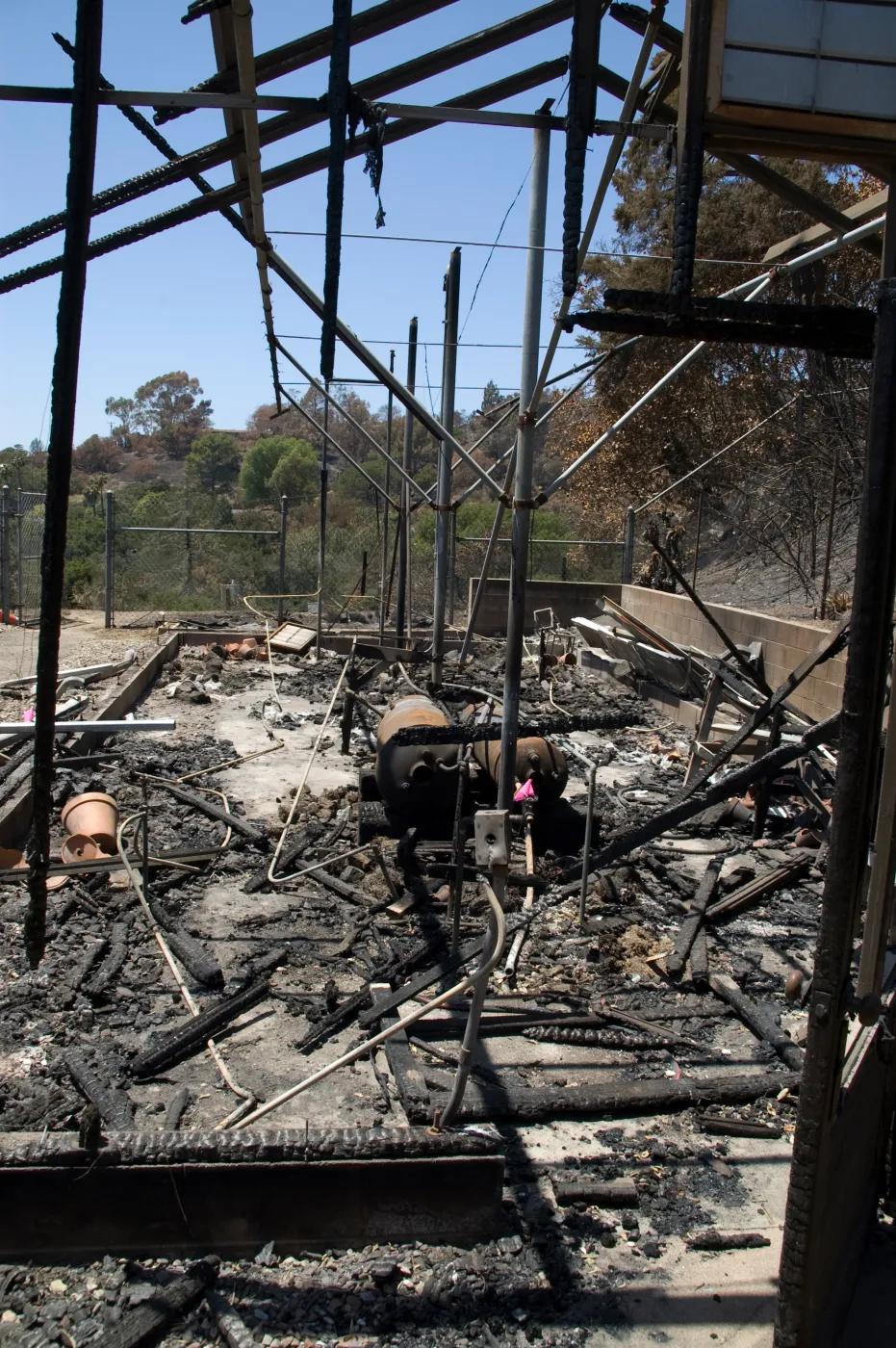 burned lath house after the Jesusita Fire