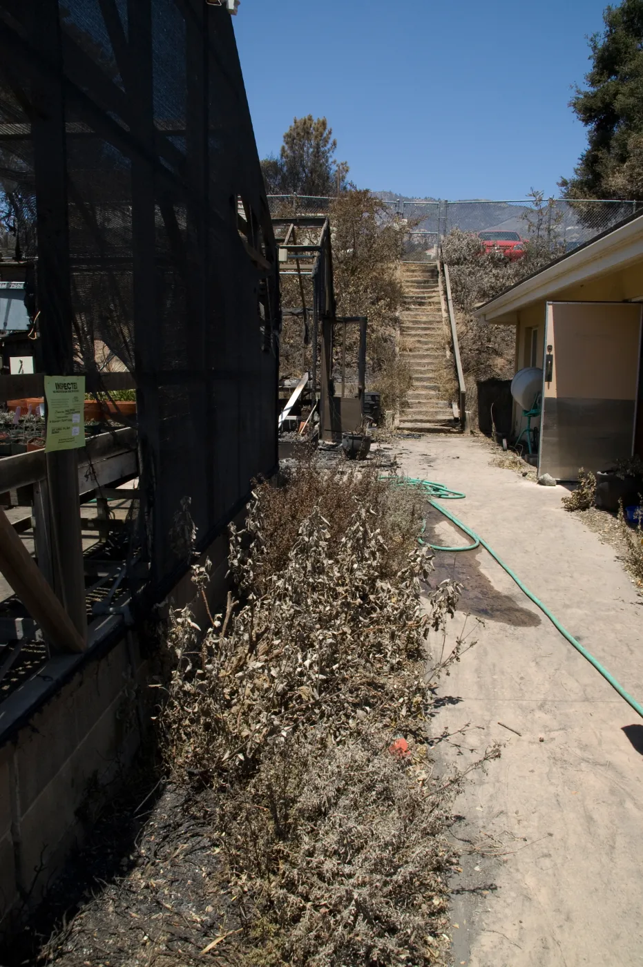 Horticulture Unit and lath house after the Jesusita Fire