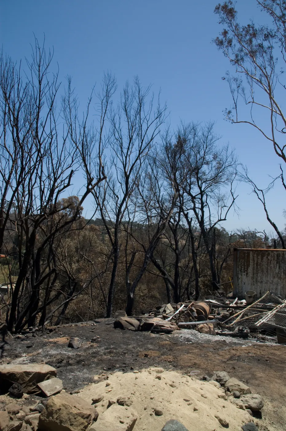 fiere debris at Gane House site, after the Jesusita Fire