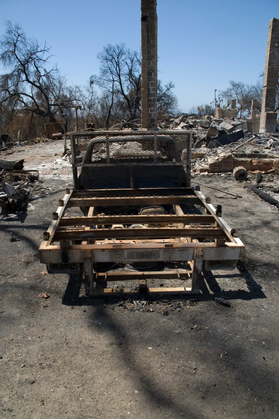 burned truck at Gane House after the Jesusita Fire