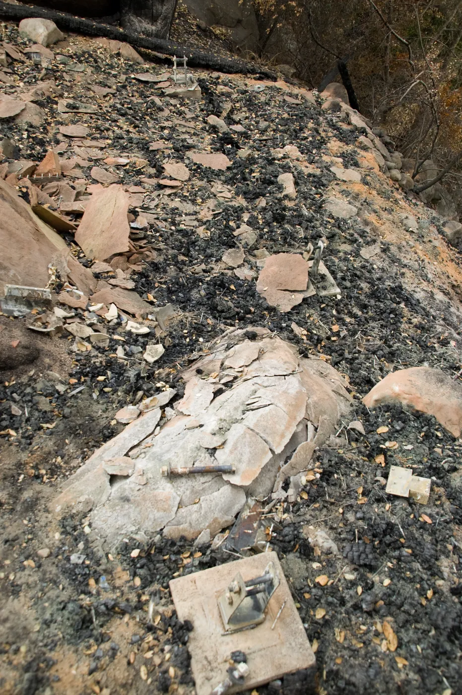 deck foundation, after the Jesusita Fire