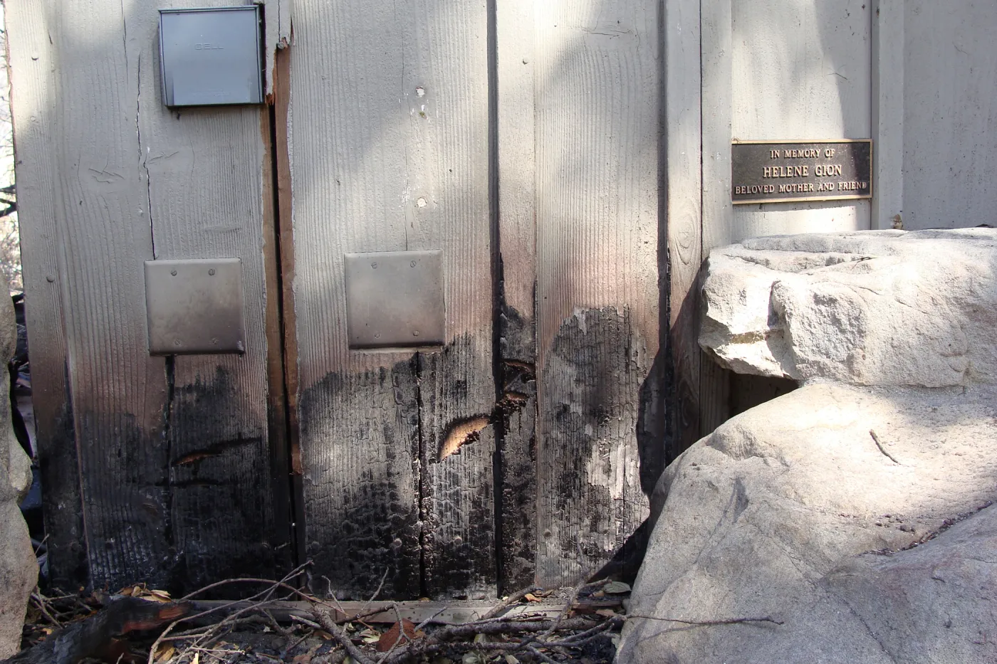 burned section of the Information Kiosk, after the Jesusita Fire