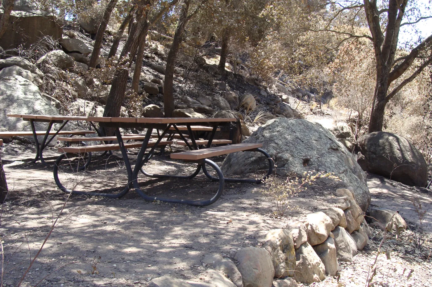picnic tables, after the Jesusita Fire