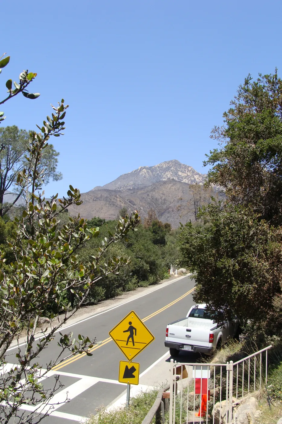 view from the Porter Trail entrance at Mission Canyon Road, after the Jesusita Fire