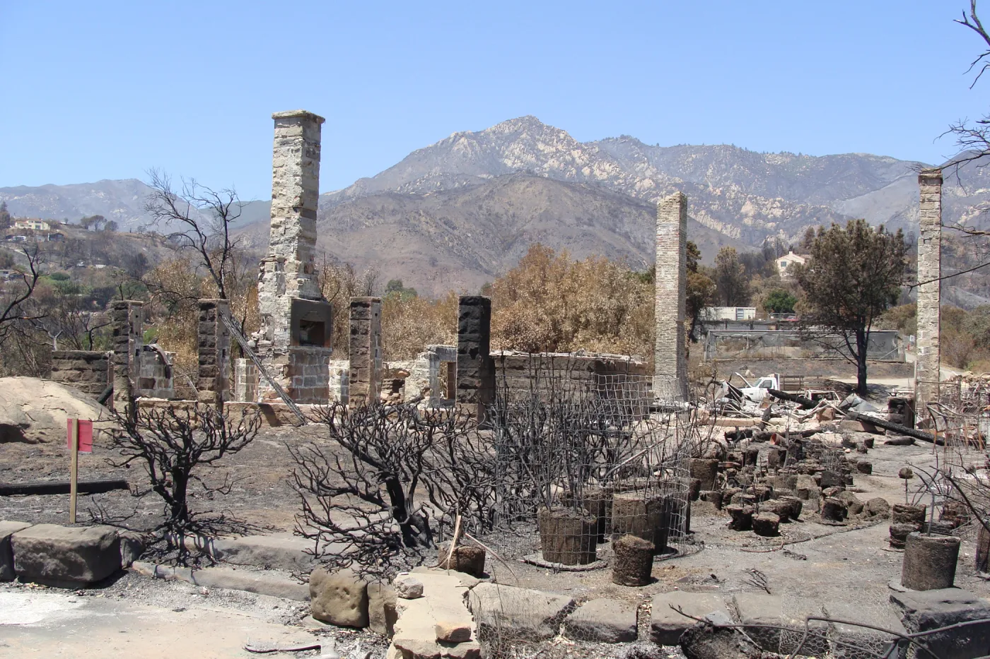 view from the Gane/Lotterhos site to the mountains, after the Jesusita Fire