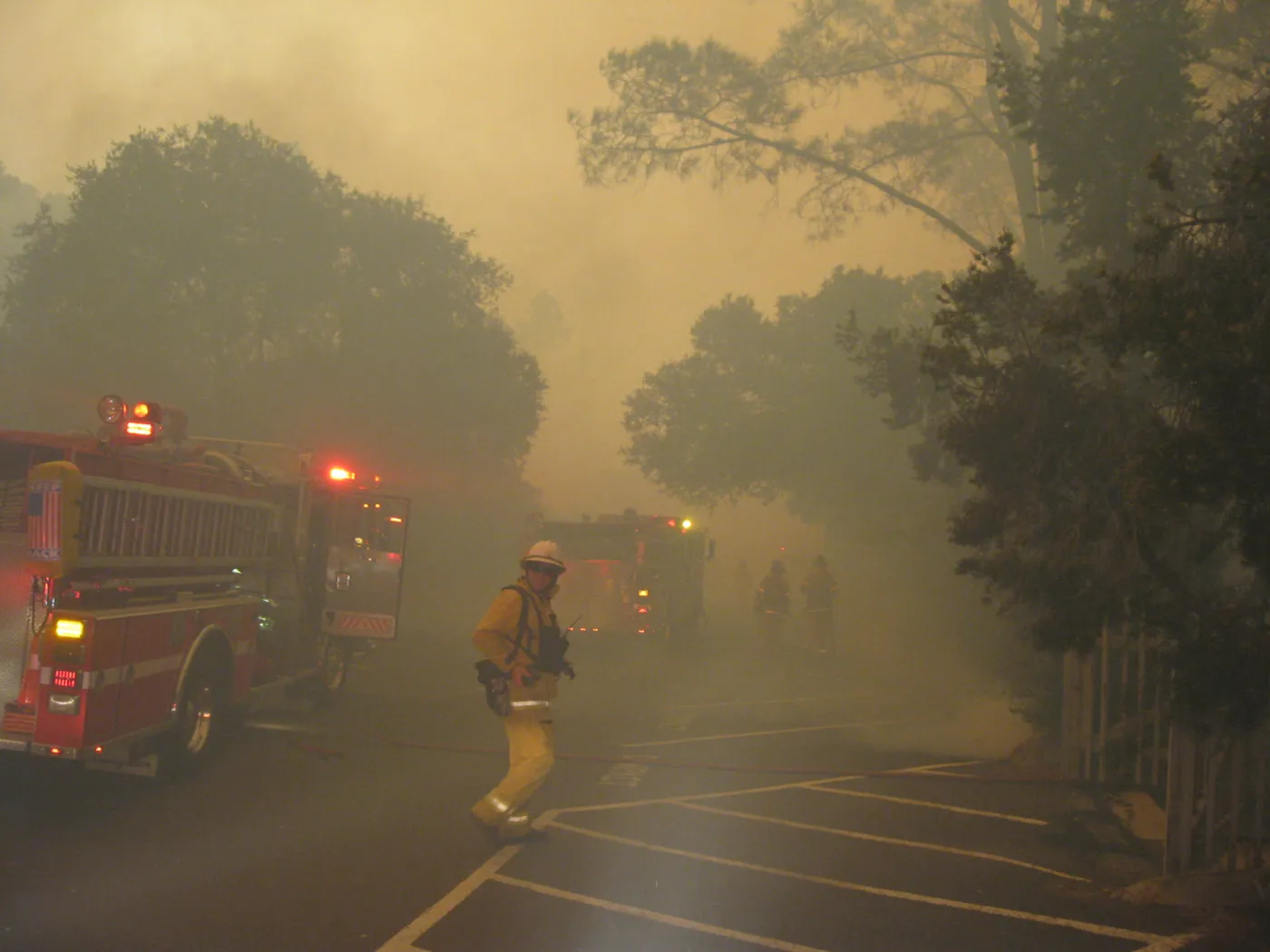Firefighters at SBBG during the Jesusita Fire