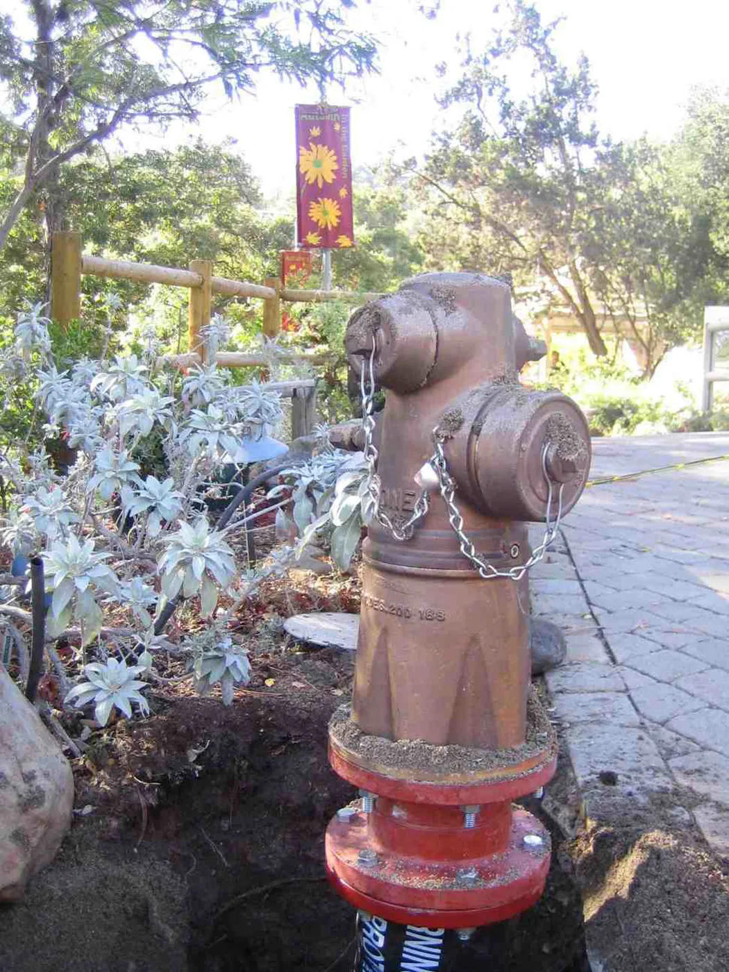 new fire hydrant installed at the entrance to the Garden