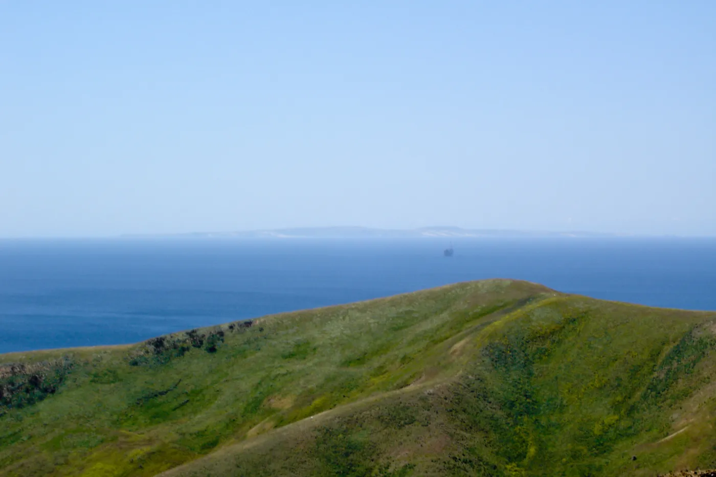 Gaviota burn site, SBBG staff field trip 2005, view to San Miguel Island