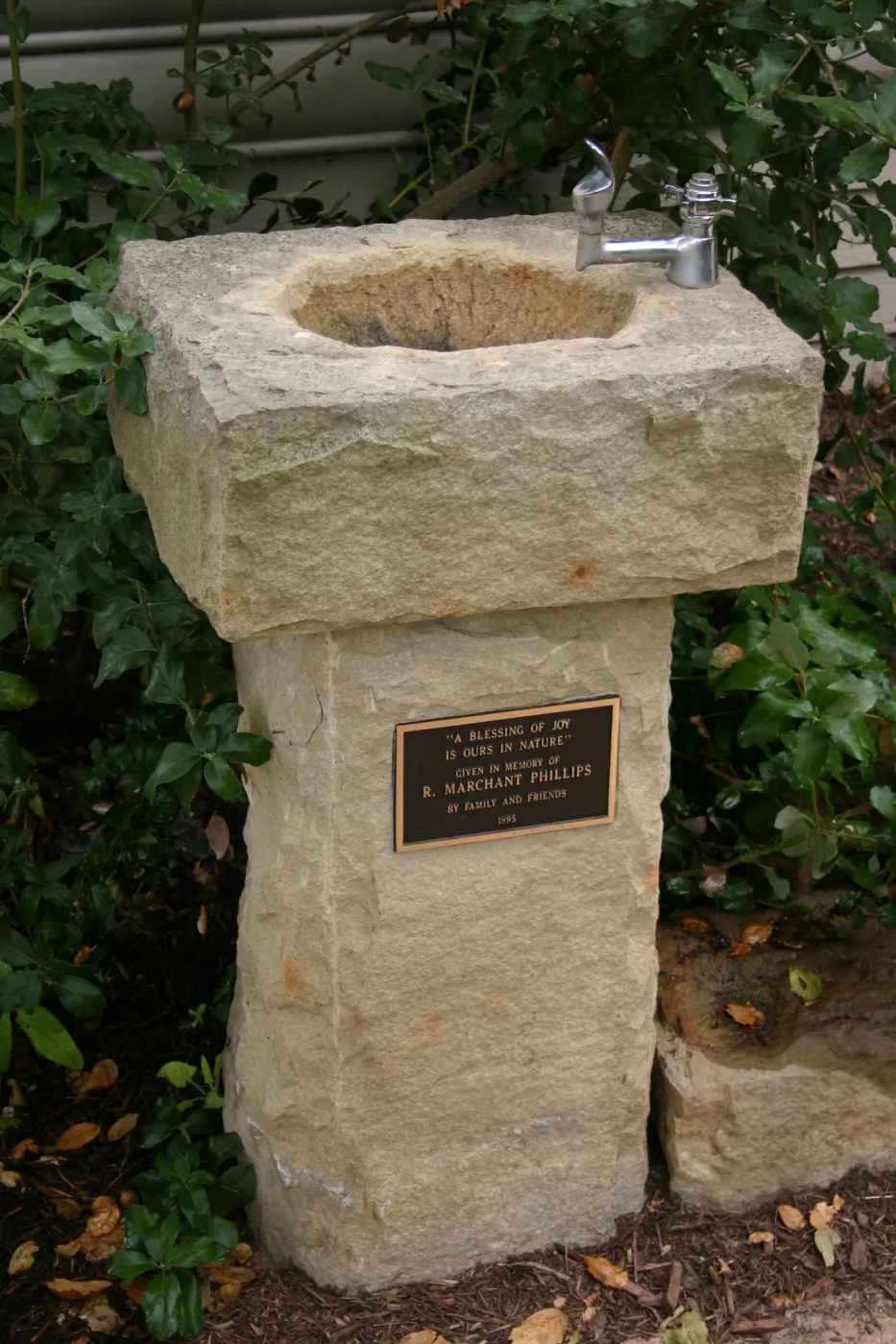 stone water fountain, R. Marchant Phillips, 1995