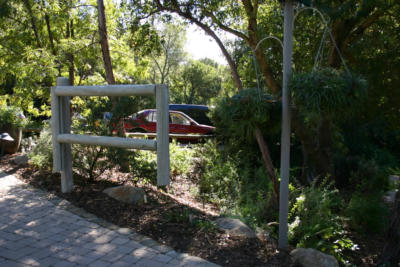 wood gate at the Visitor's Entrance to the Garden