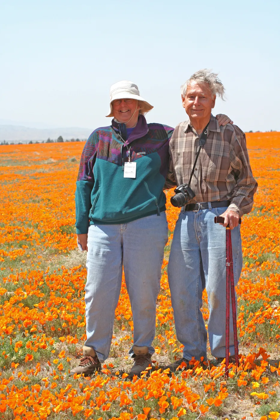 Nancy Vivrette and Bob Haller, field of poppies, Antelope Valley