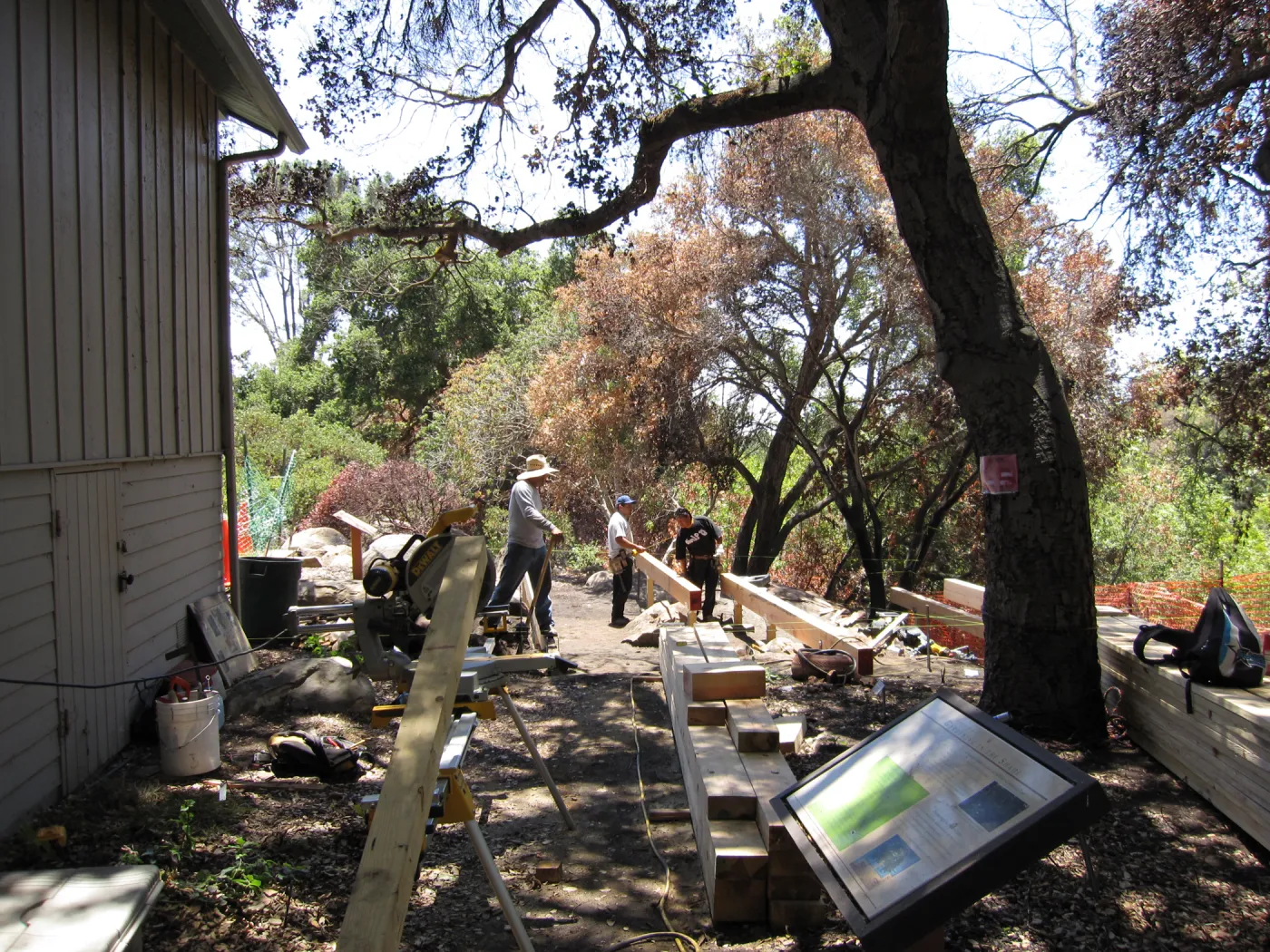 construction of new Home Demonstration Deck, after the Jesusita Fire