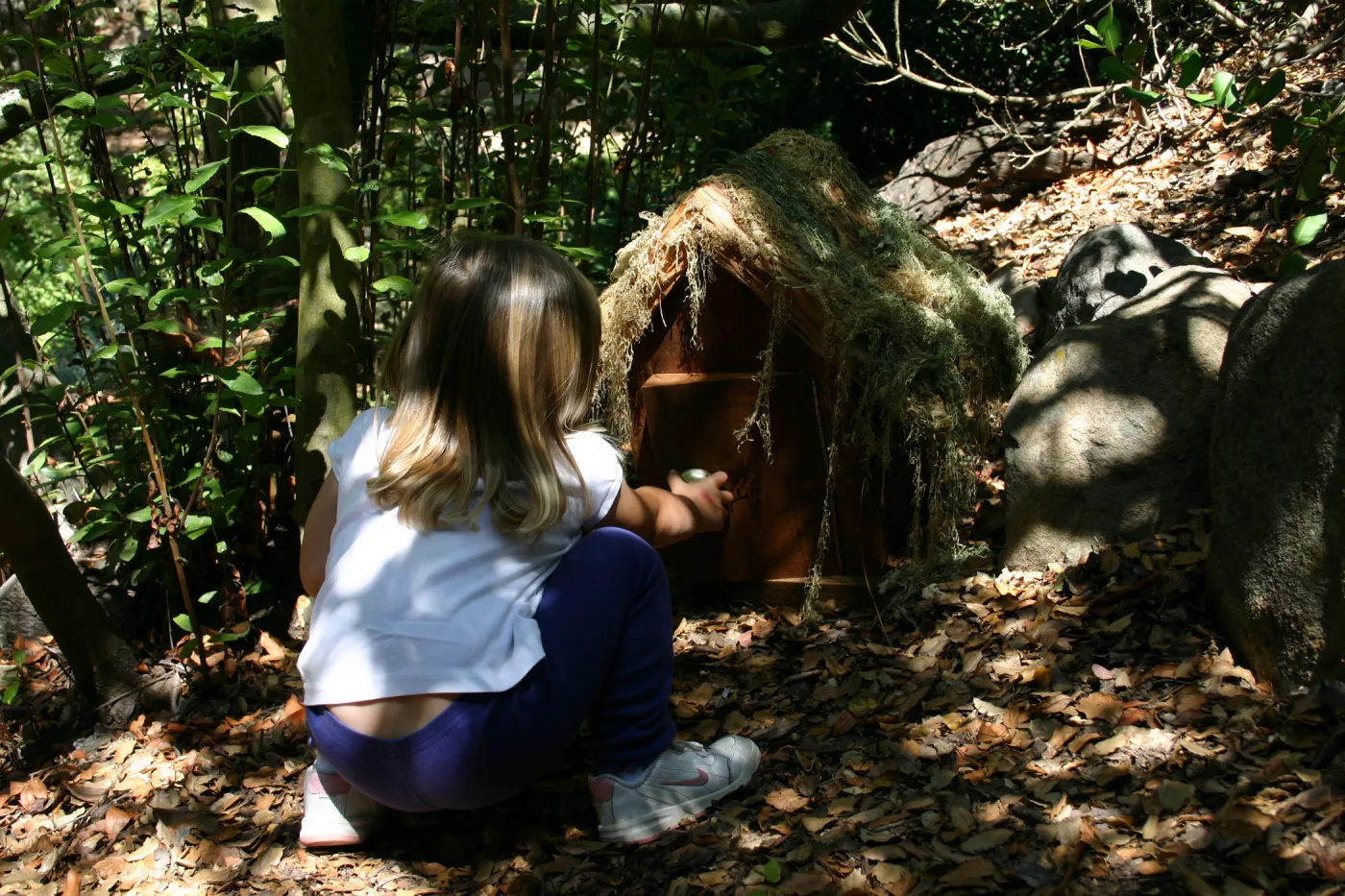 Discovery Garden, child, gnome house