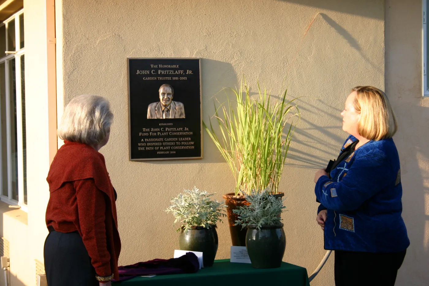 unveiling the Pritzlaff plaque, Dedication event, Pritzlaff fund for plant conservation