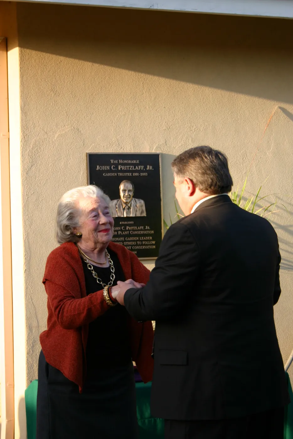 unveiling the Pritzlaff plaque, Dedication event, Pritzlaff fund for plant conservation