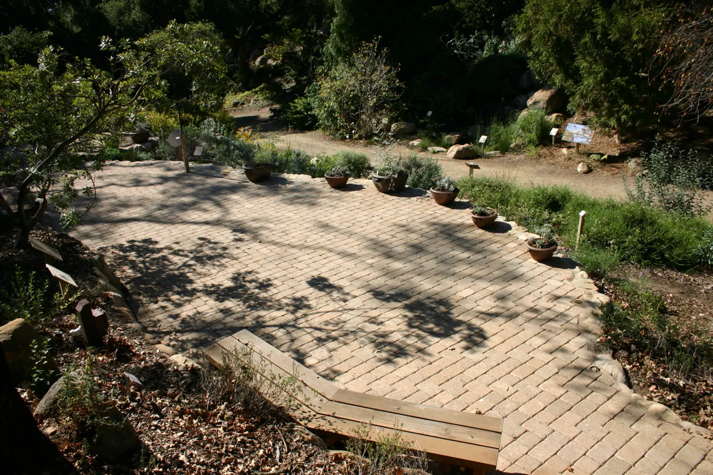 Discovery Garden pavered patio in the Arroyo, SBBG event location