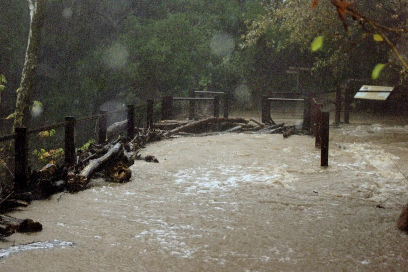 flood and storm debris at Mission Dam, Mission Creek
