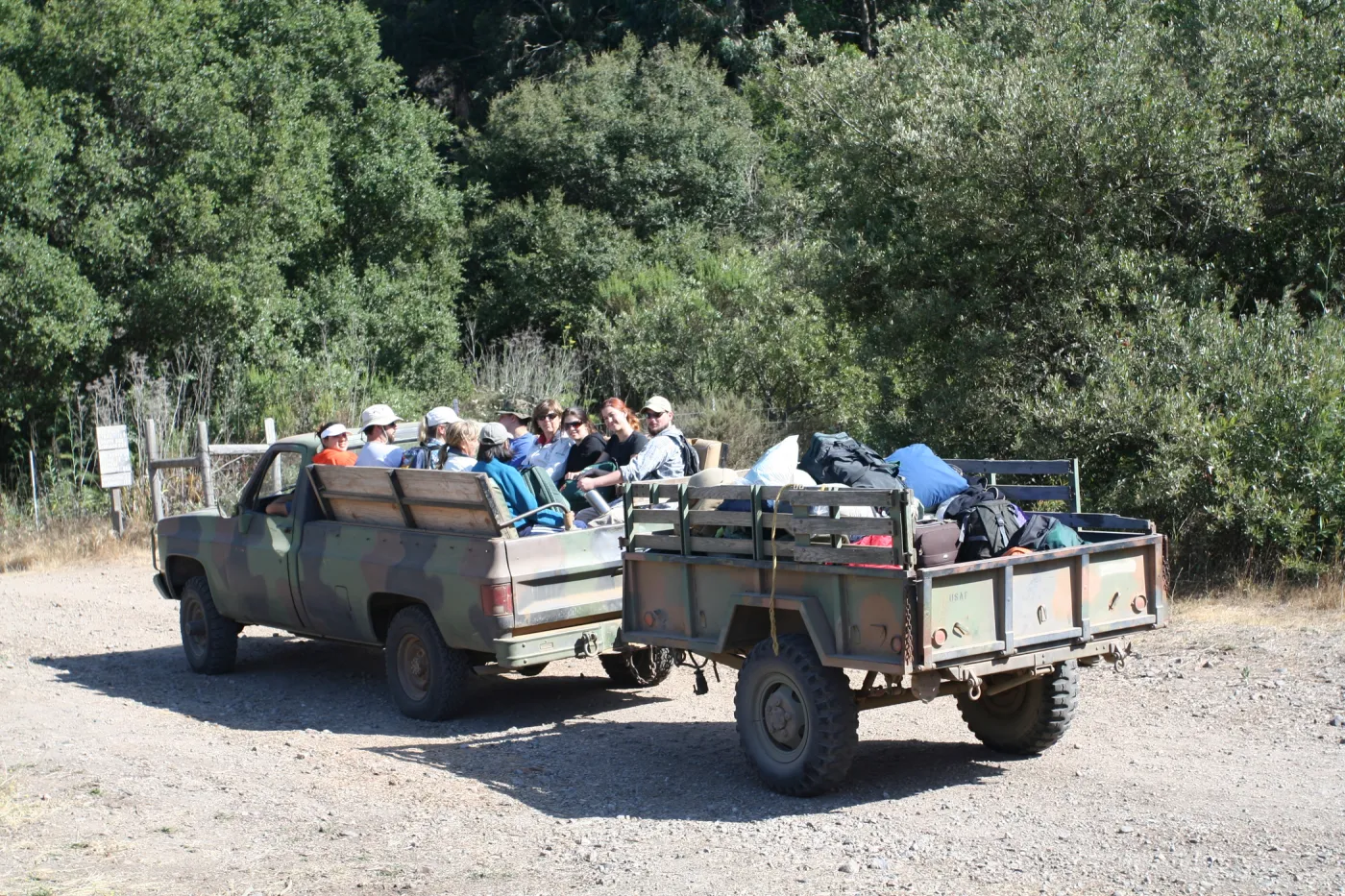 TEAWET, Santa Cruz Island field trip, 2009, truck and trailer transport