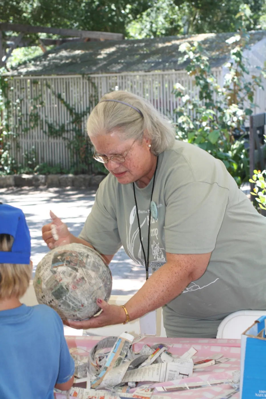 Linda Bizzelle, paper mache crafts, SBBG Summer Nature Camp, 2006