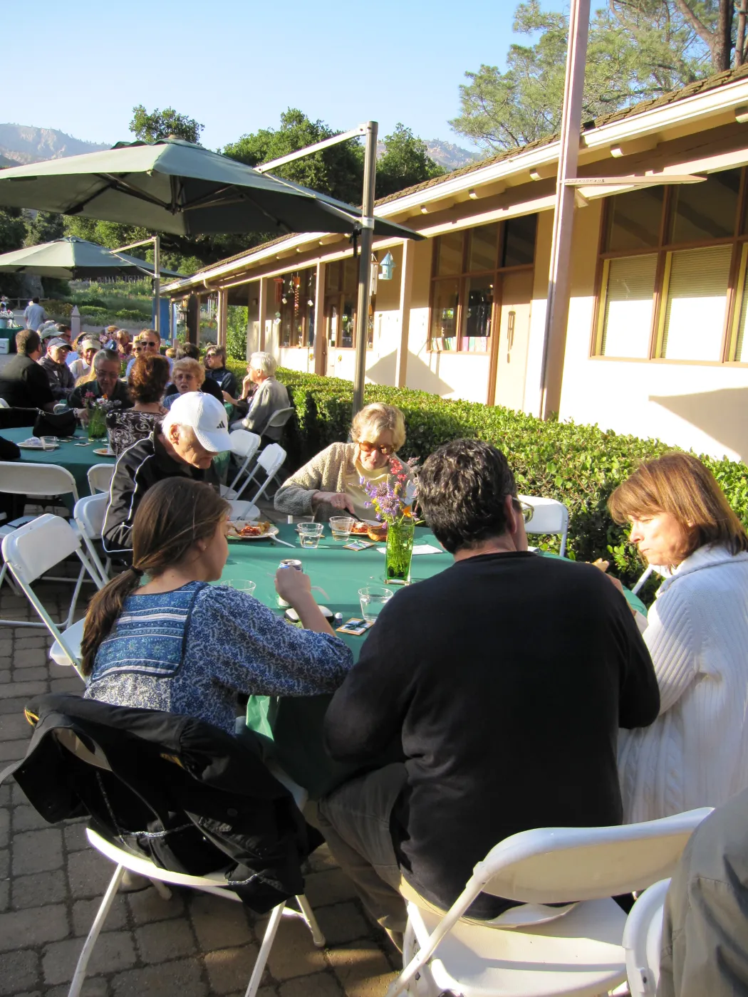 round tables in the Courtyard, SBBG Members Picnic, 2011