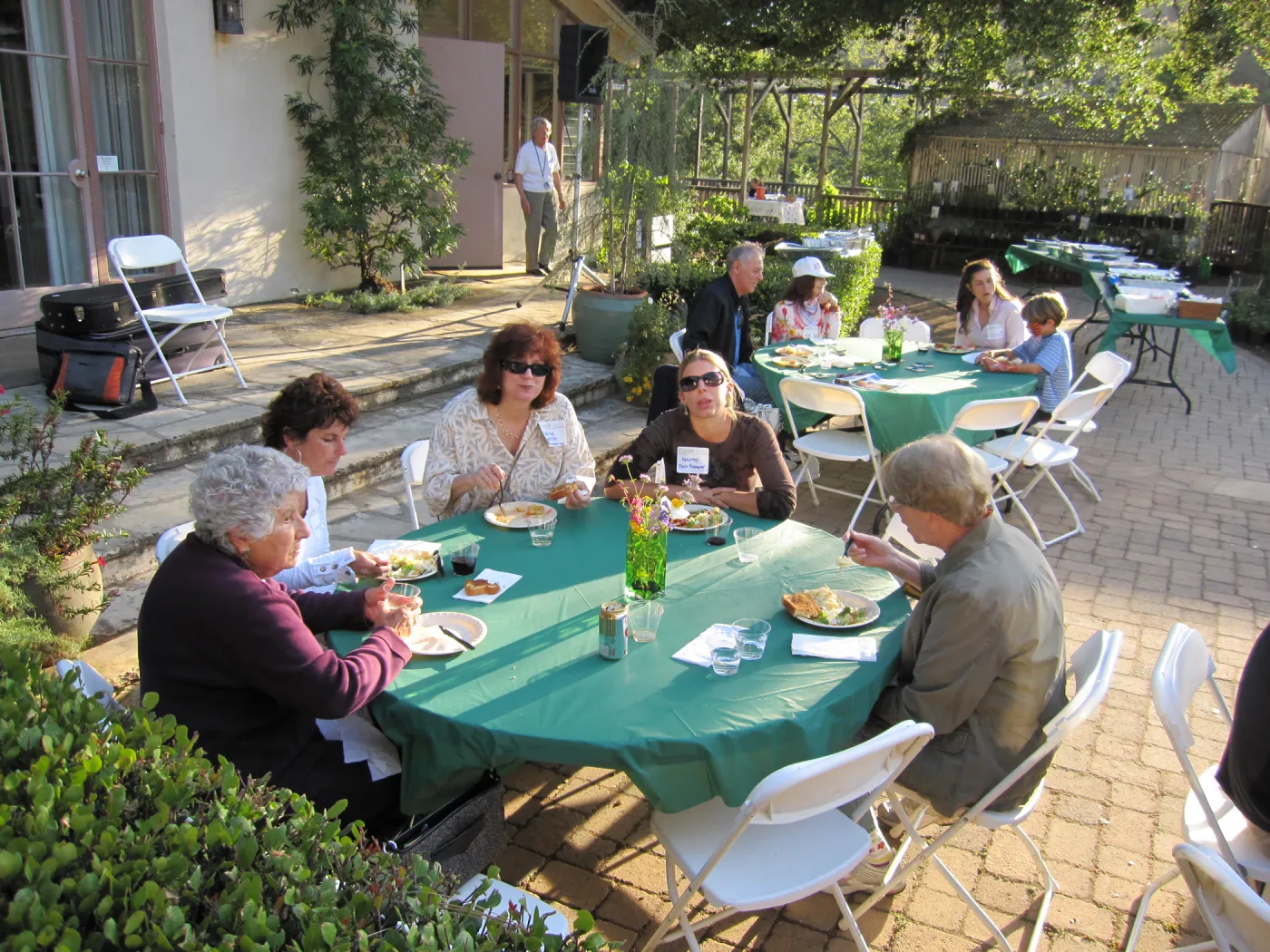 round tables in the Courtyard, SBBG Members Picnic, 2011
