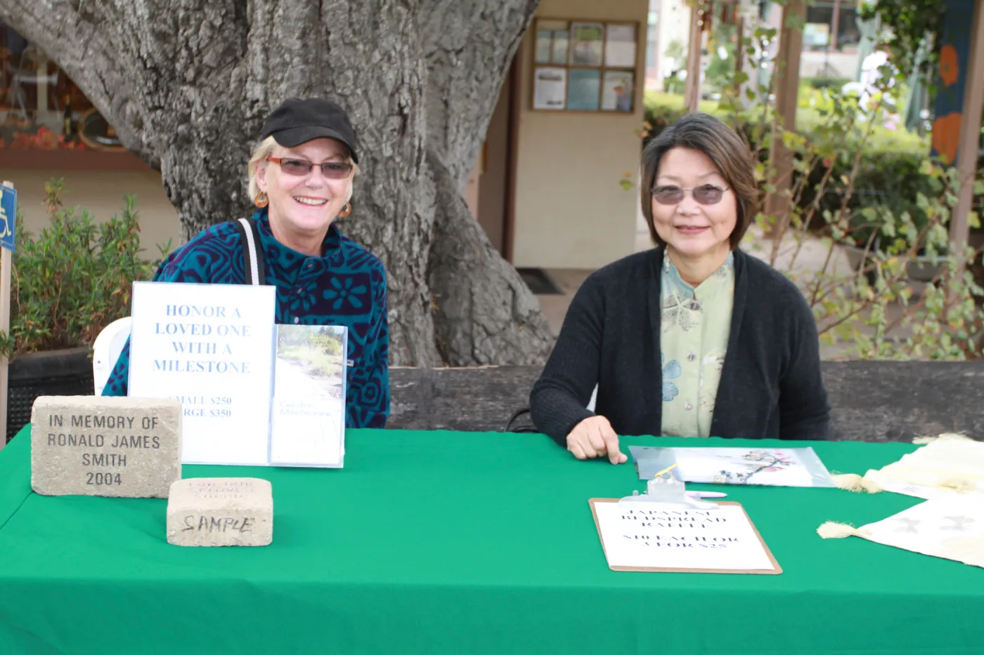 reception table, Art from the Ashes event, SBBG