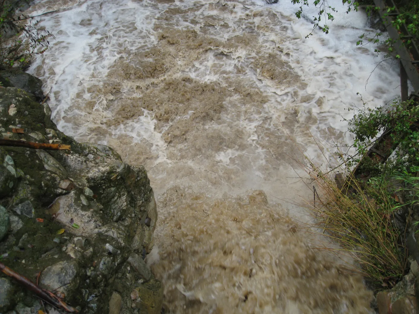 High water in Mission Creek below dam