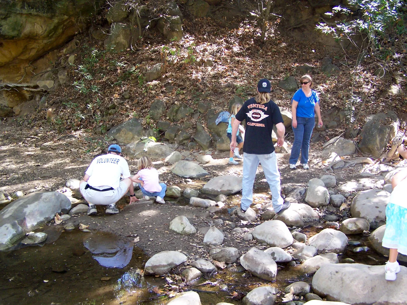 SBBG Community Free Day, visitors at the Mission Creek crossing