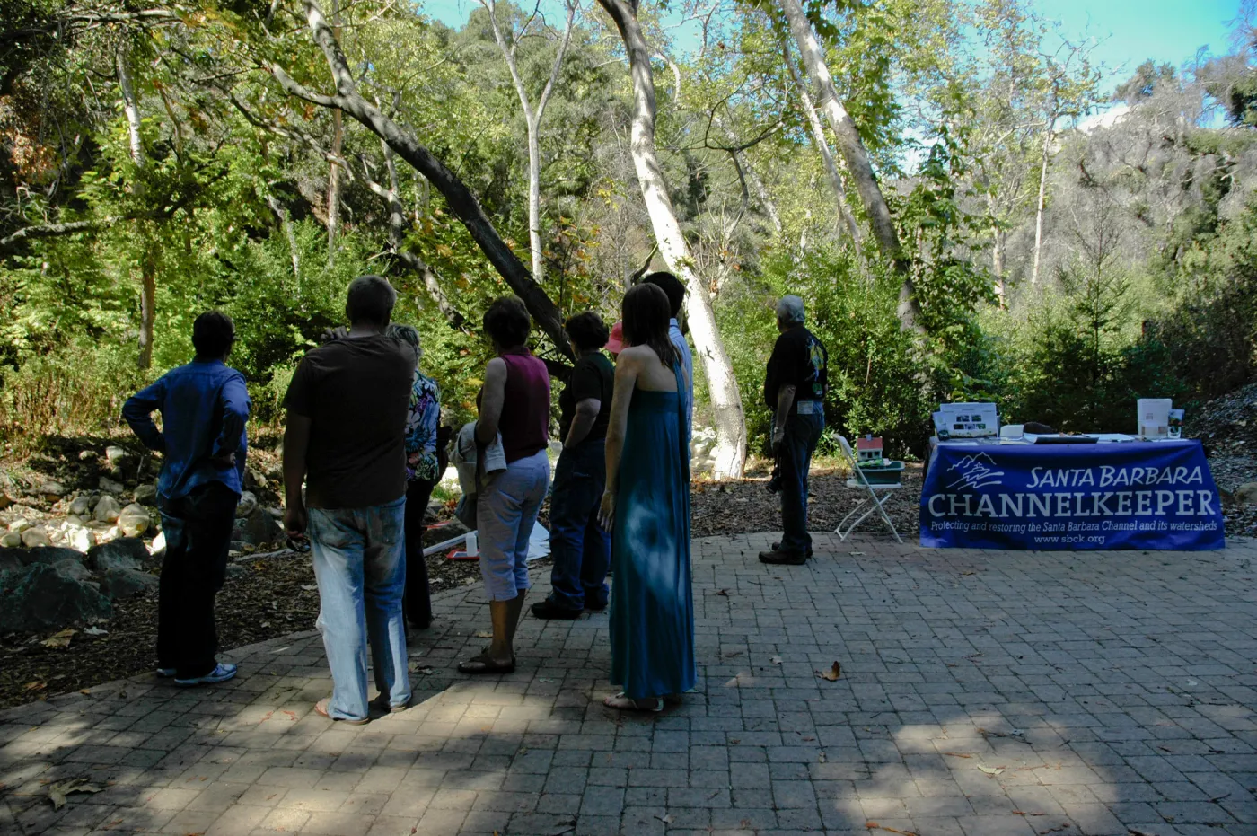 Santa Barbara Channel Keeper table and demonstration, Mission Creek, Redwood Section