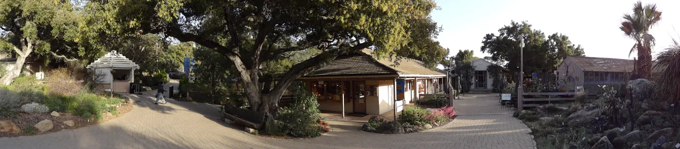 SBBG Entrance Kiosk, Garden Gift Shop, North Wing, wide panorama