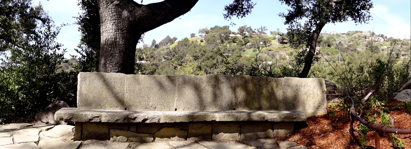 stone bench, Orchid Display, panorama