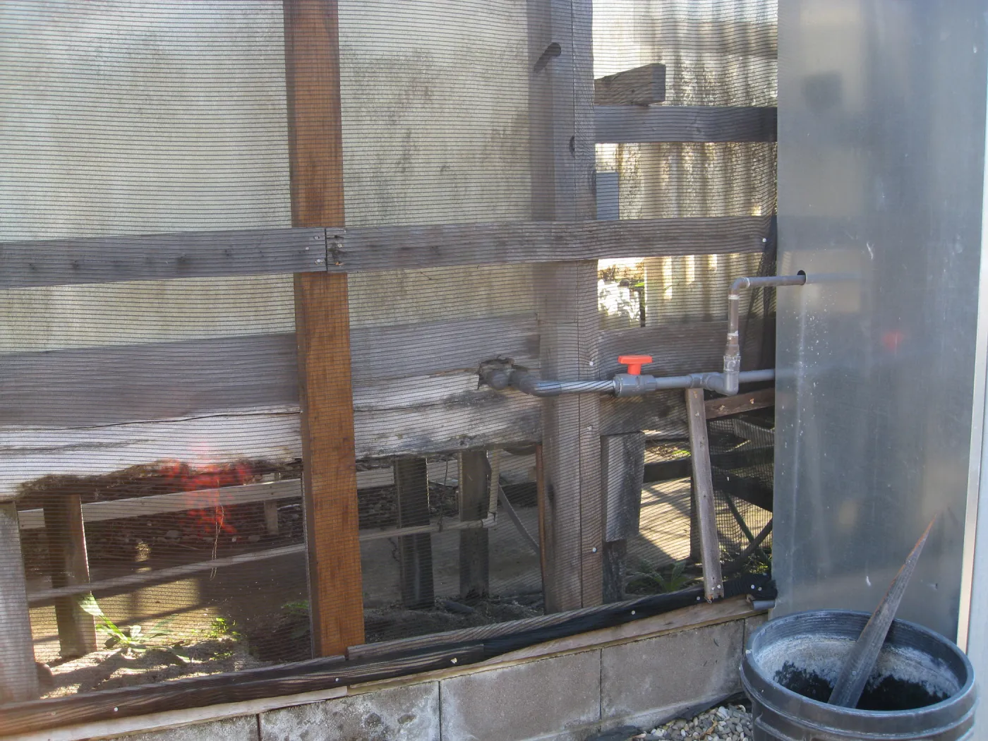 Hort nursery shade house after fire repairs