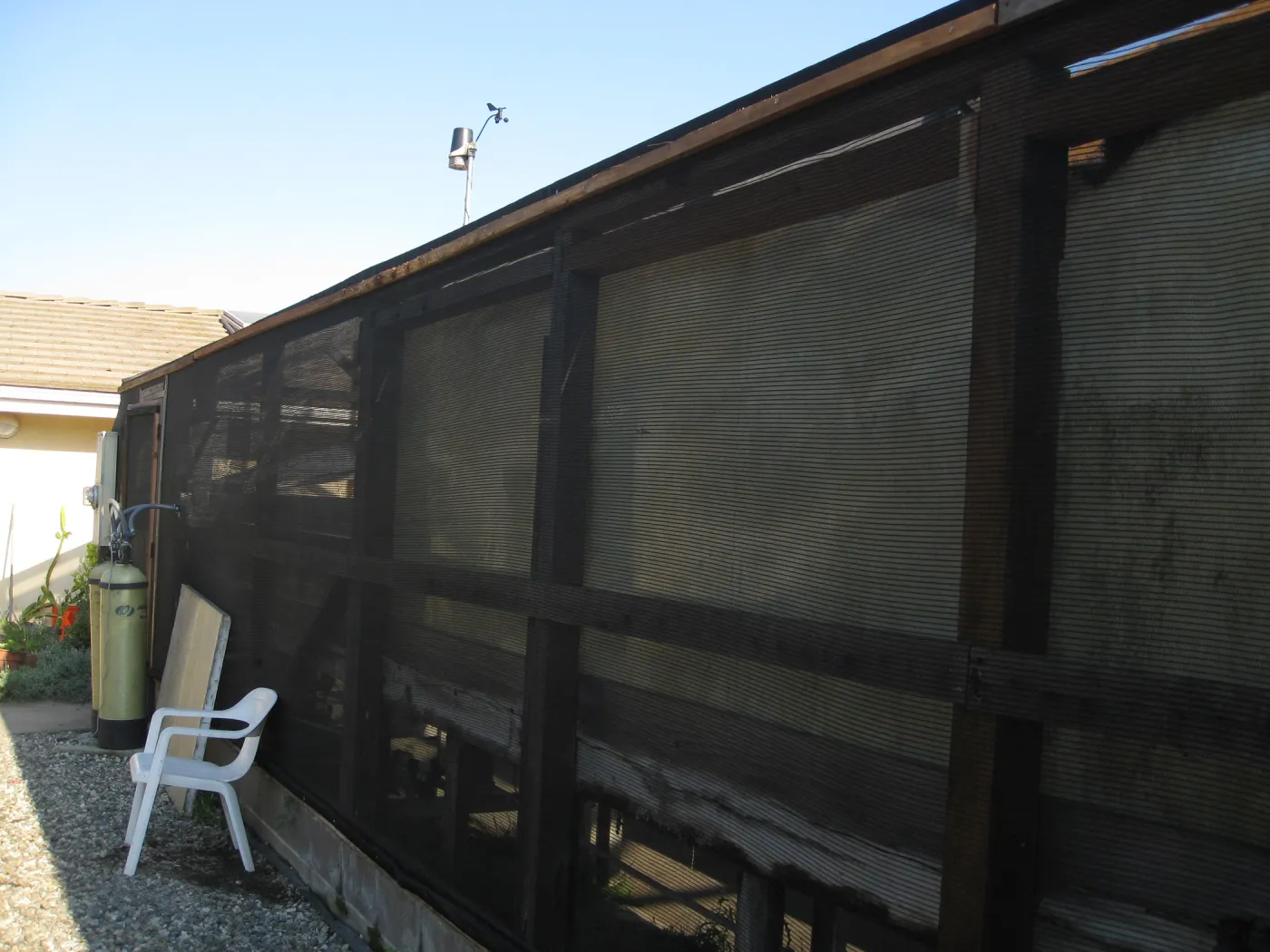 Hort nursery shade house after fire repairs