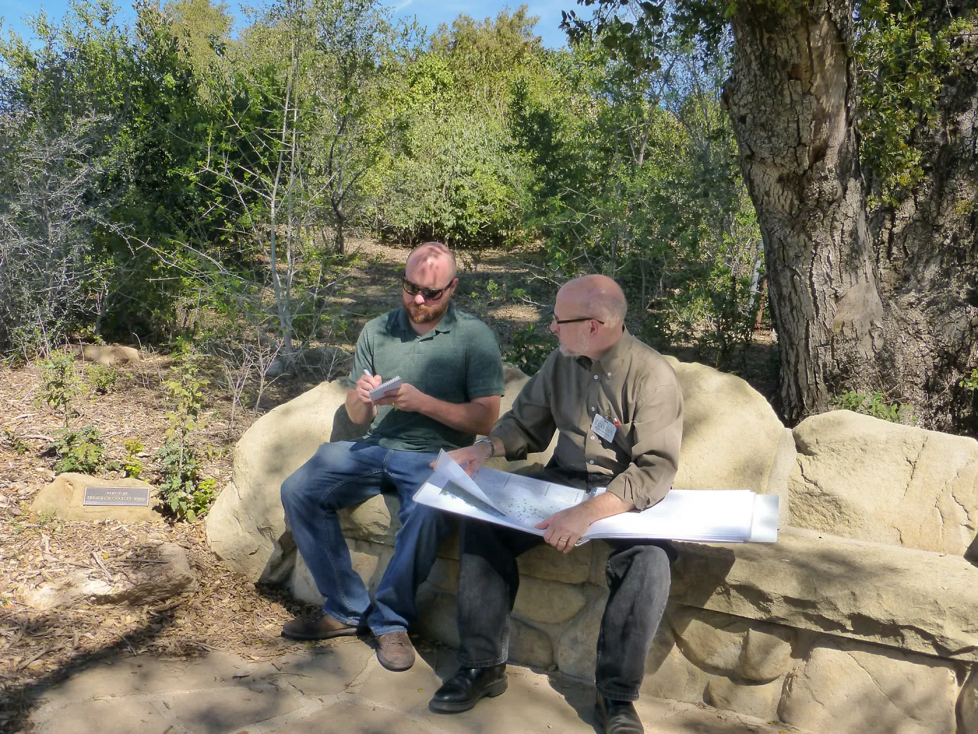 Matt Kettmann and Steve Windhager on Ada Wood Bench