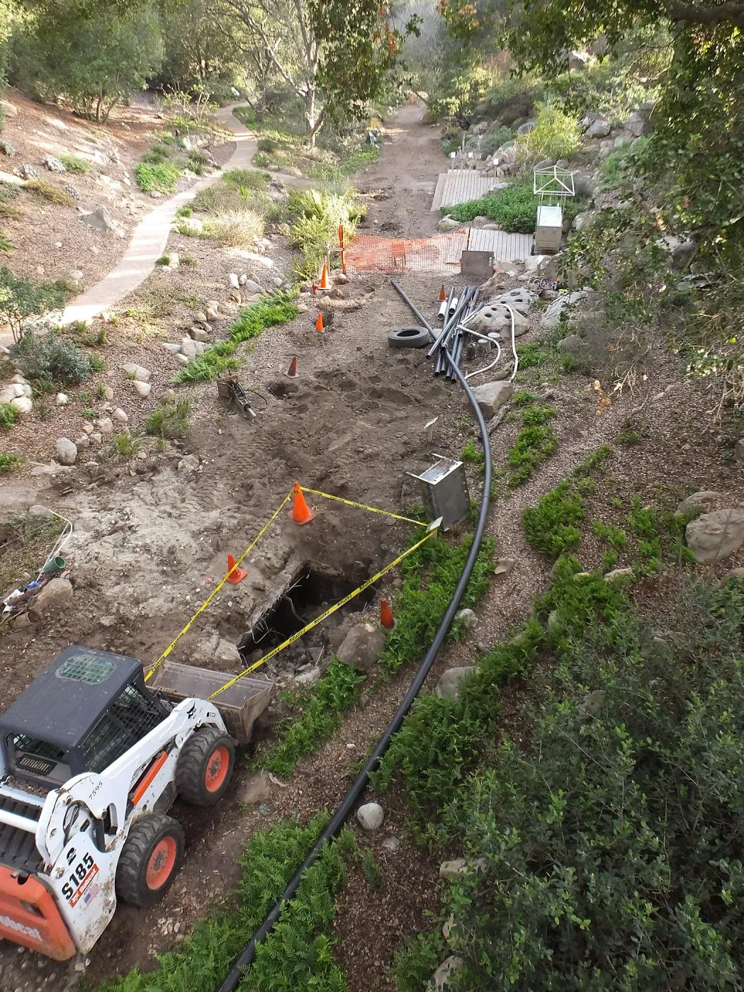 Arroyo Sewer Line Construction, septic tank being abandoned
