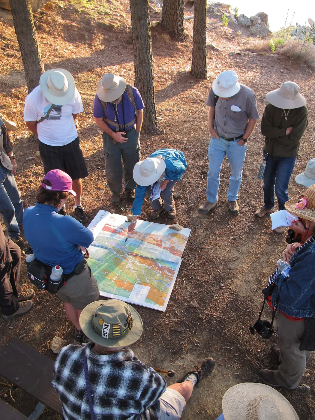 La Cumbre Peak: Sunset on the Sandstone day trip, Susie Bartz uses a Dibblee map to explain the complexity of the geology of Santa Barbara County