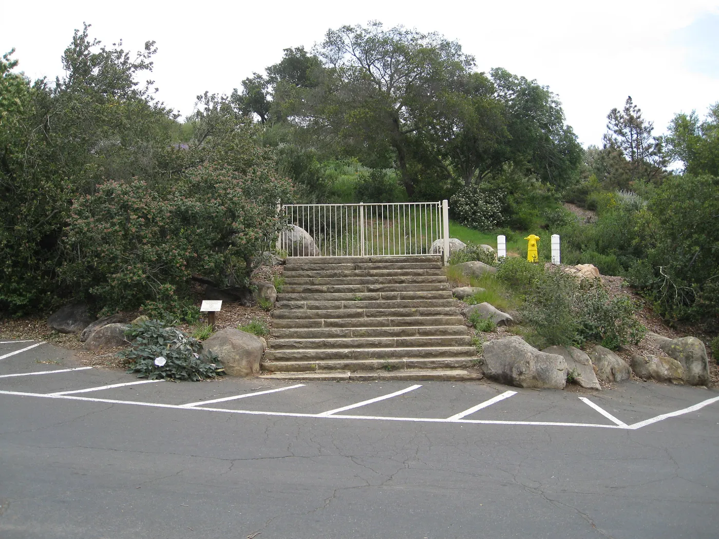 Steps from parking lot to Mission Canyon Rd