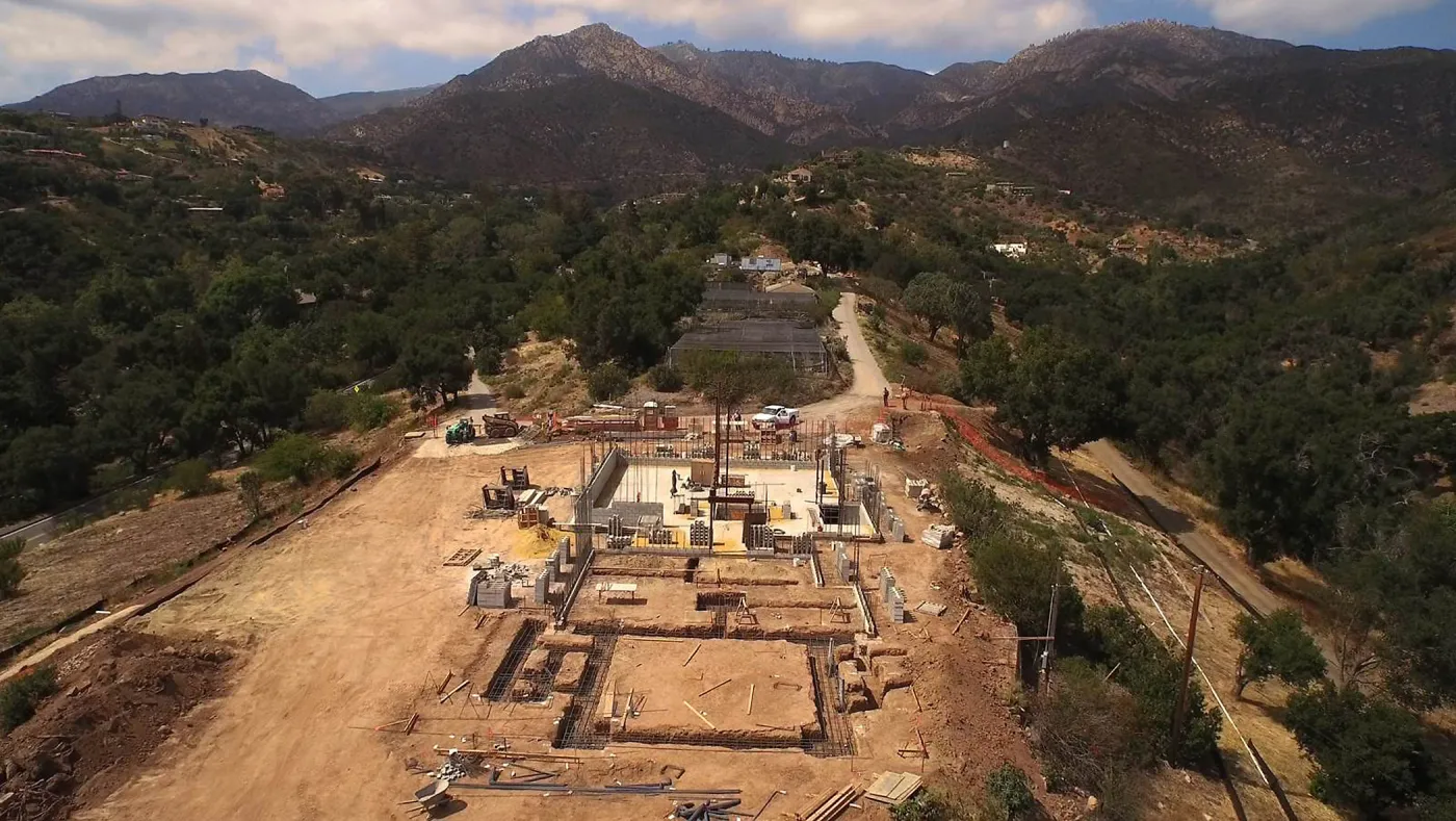 Aerial view of Pritzlaff Conservation Center construction