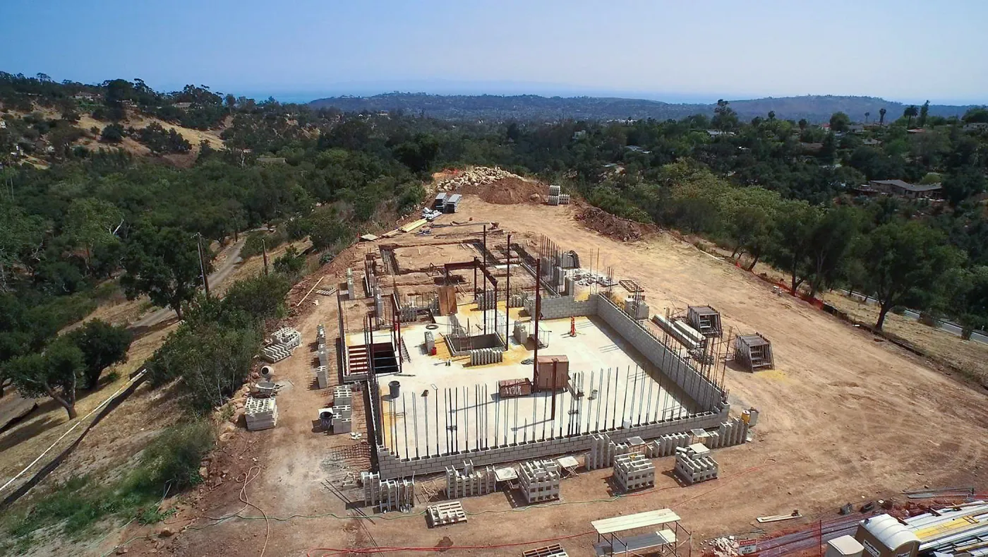 Aerial view of Pritzlaff Conservation Center construction