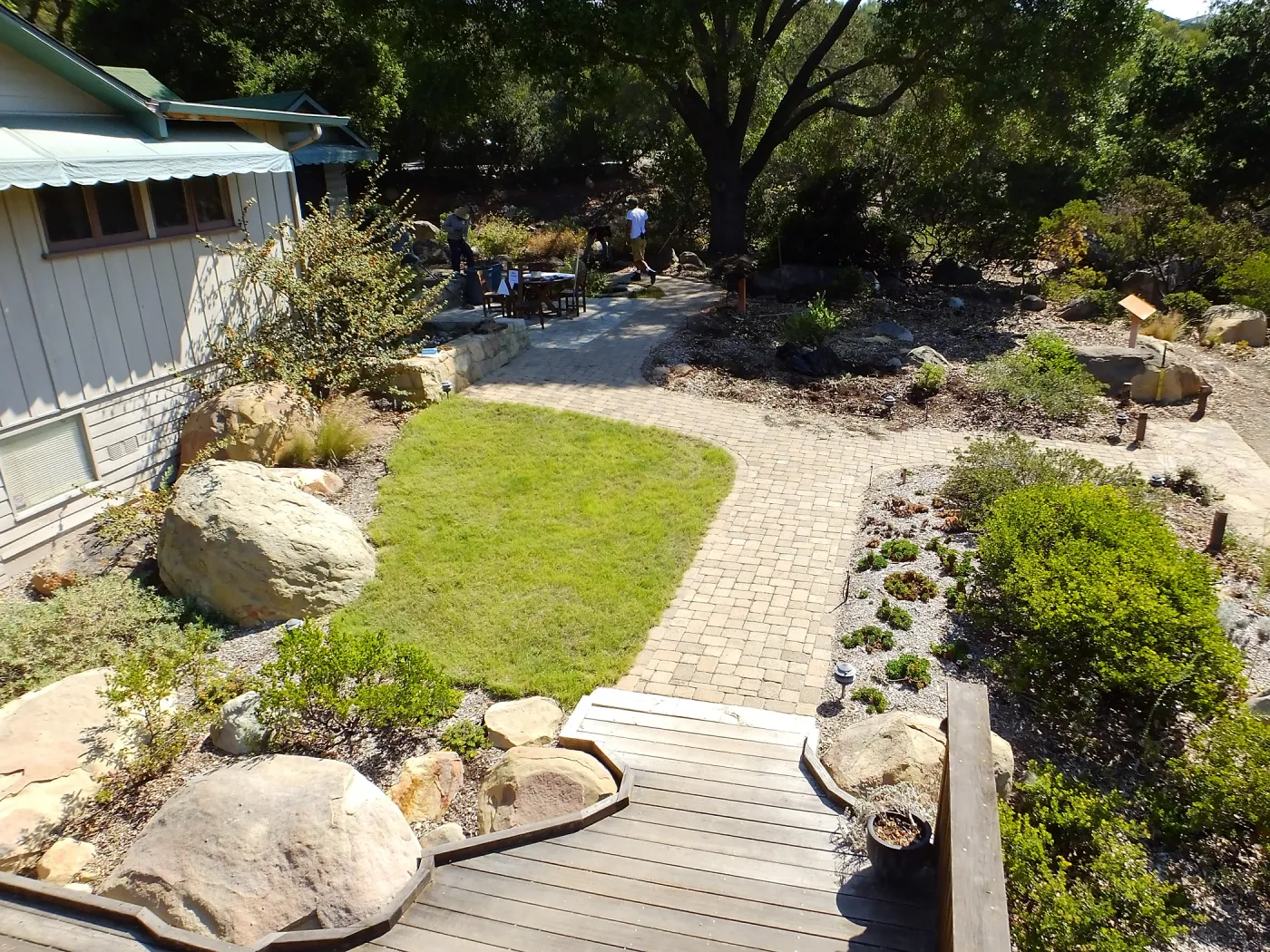 Home Demonstration Garden Renovation, view 28, looking east from deck, first day of demolition work