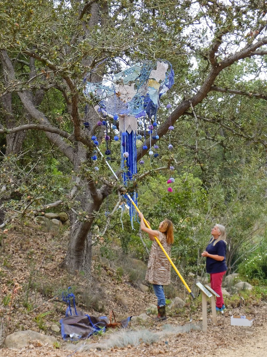 Dormant Dreams Yarn Blast, Rain Funnel Installation