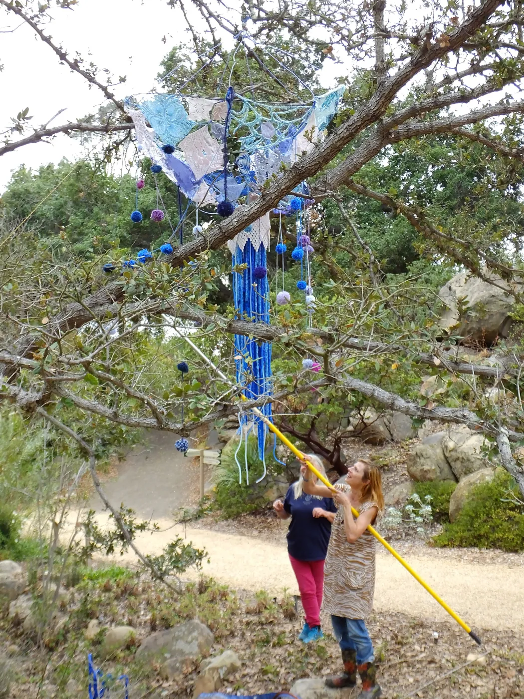 Dormant Dreams Yarn Blast, Rain Funnel Installation