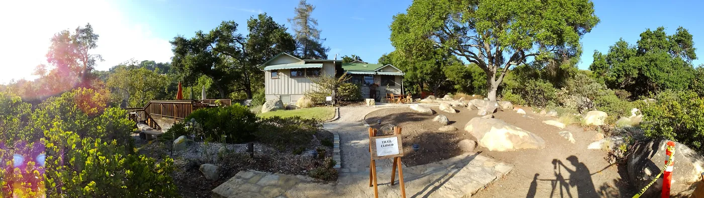Home Demonstration Garden Renovation, view 21, panorama of south side of Cottage
