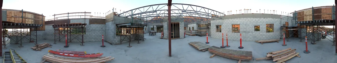 Pritzlaff Conservation Center Construction, panorama of south side of second floor