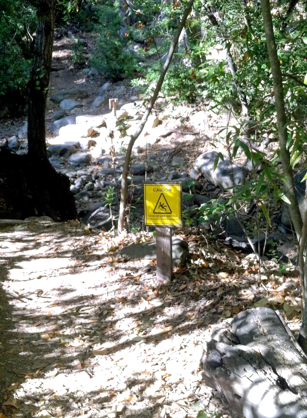 Signage at upper creek crossing