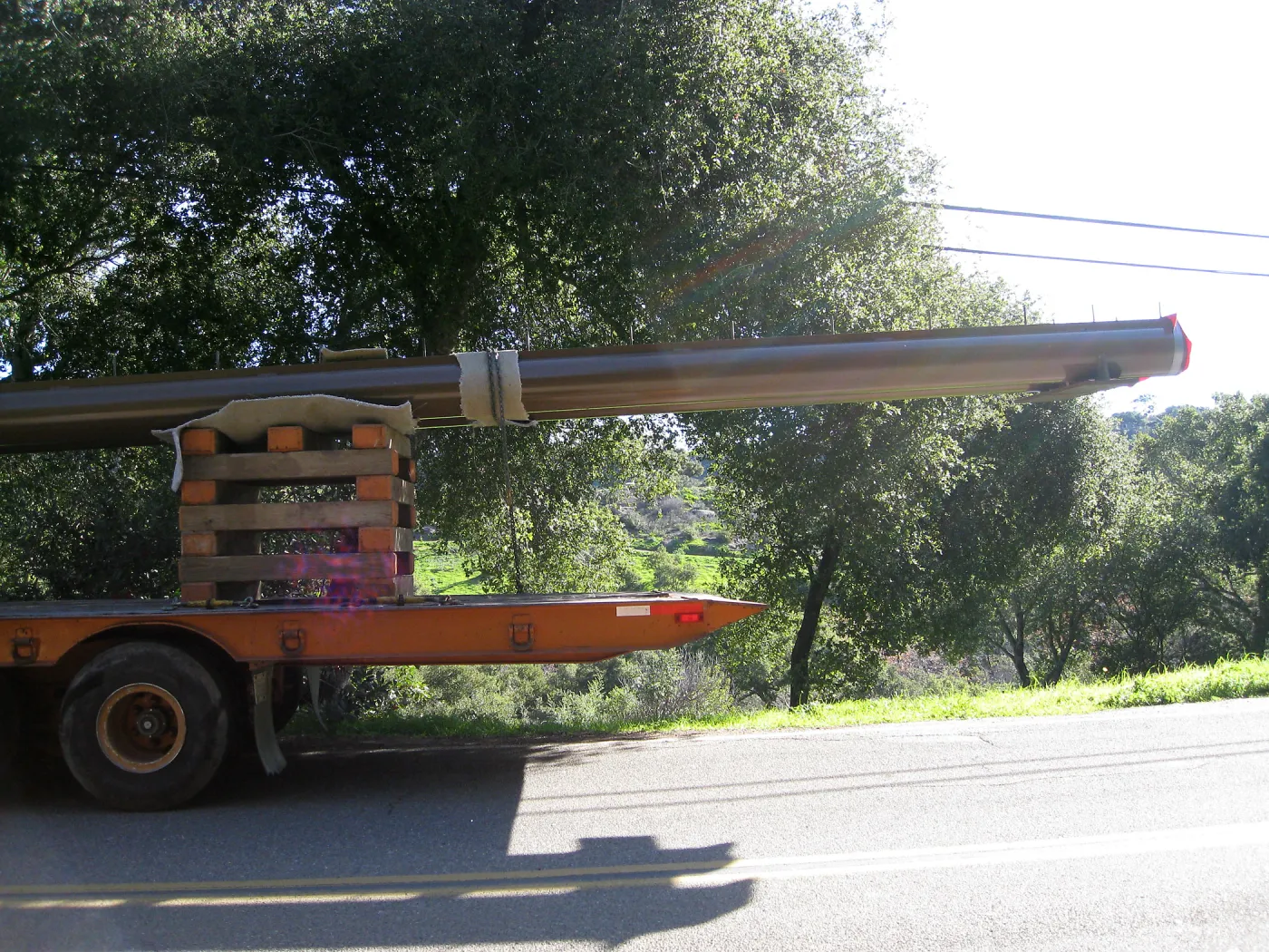 Bridge supports for Campbell Bridge being brought in on Tunnel Road